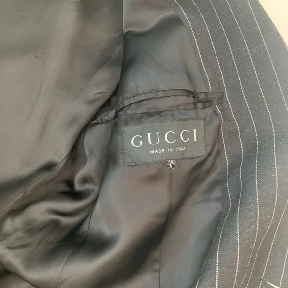 Gucci suit women coat duster 44 pants 46 dark blue/stripe - Picture 13 of 16